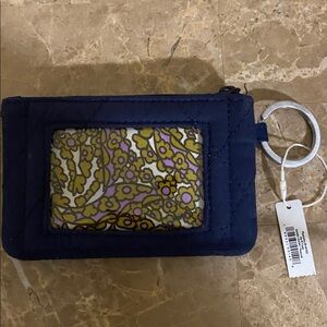 Vera Bradley zip Id Holder coin purse zippered pouch  w Keychain NWT